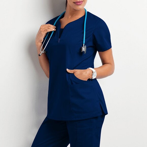 Premium Medical Scrubs Tops Only Comfort Fit Straight & Side Pockets 3 colors - Picture 3 of 4
